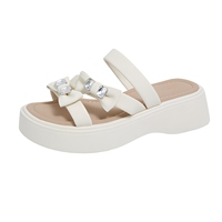 0518 Chaussons pour femmes style féerique à lacets et nœud, respirants, durables, en PU, semelle extérieure en caoutchouc, pour l'été
