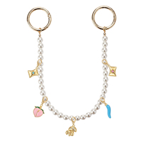 Accessoires de mode : Porte-clés chaîne de perles avec breloques interchangeables (pêche, étoile, champignon) et breloque de sac pour femme