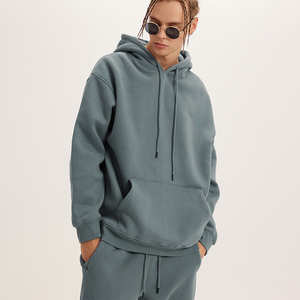 Wholesale High Quality 80% Cotton 20% Polyester Olive <strong>Green</strong> <strong>Hoodie</strong> Winter Warm Plain Pullover <strong>Hoodie</strong> for <strong>Men</strong> - Product Image 1