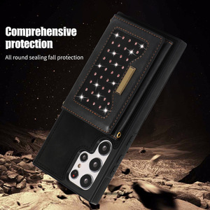 Étui de téléphone portable pour <span class=keywords><strong>Samsung</strong></span> S25 S26 avec porte-cartes, aimant, <span class=keywords><strong>cordon</strong></span>, anti-scanner, résistant aux chutes, étui bandoulière - Product Image 4