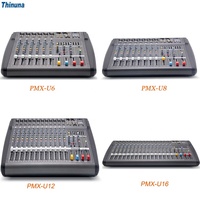 Thinuna PMX-U6 48V Console de mixage audio fantôme professionnelle 6 canaux Console de mixage numérique 2*250w avec amplificateur
