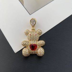 Ciondolo a Cuore Smaltato Nero BD-L5570 con Zirconi, Ciondoli a Forma di Animale: Orsetto, <span class=keywords><strong>Elefante</strong></span>, Tartaruga, <span class=keywords><strong>Farfalla</strong></span>, Ape, Uccello - Product Image 3
