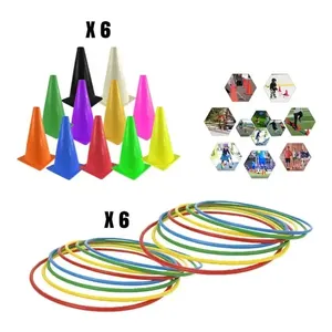 6 accessori sportivi per allenamento di velocità e agilità 6 Kit per allenamento sportivo con cerchi e coni da 65cm