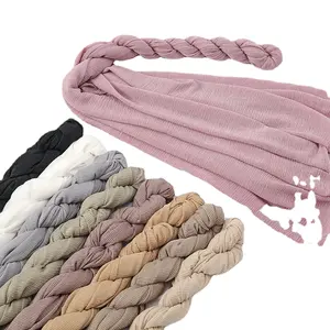 new solid color polyester elastic breathable long scarf fashion fold monochrome turban a hair generation bandana