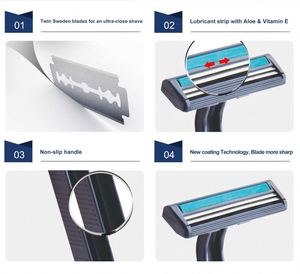 Rasoir jetable à double lame de rasage de <span class=keywords><strong>voyage</strong></span> de sécurité <span class=keywords><strong>en</strong></span> plastique de <span class=keywords><strong>prix</strong></span> d'usine pour les hommes - Product Image 6