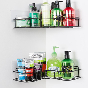 Étagère d'angle murale de salle de bain, 5 pièces, trépied de salle de bains, supports adhésifs de cuisine, sans perçage, rangement - Product Image 3