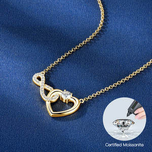 Venta al por mayor Venta caliente de la joyería de plata <span class=keywords><strong>925</strong></span> 4mm y 1,3mm Moissanite Infinito en forma de corazón de la boda colgante collar para las mujeres - Product Image 2