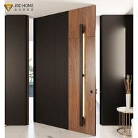 Porte pivotante extérieure de luxe en aluminium et bois pour villa, design de porte d'entrée principale pivotante, porte d'entrée pivotante