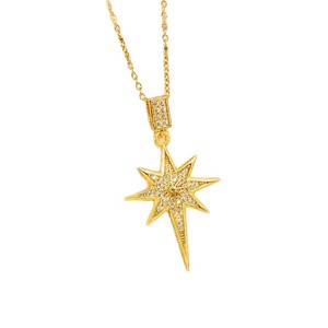 Collier ras du cou en cuivre plaqué or véritable 18 carats avec pendentif étoile en zircone, chaîne en acier titane, micro-pavé, élégant, léger, luxueux, tendance pour femmes - Product Image 4