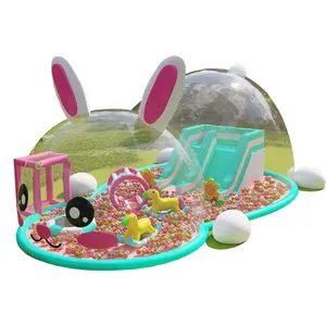 Gran oferta, casa de burbujas de conejo personalizada, castillo inflable, bonito patio de recreo al aire libre para entretenimiento de niños y adultos