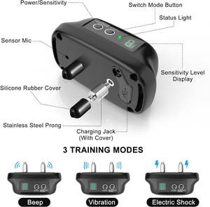 मिनी कुत्ते छाल नियंत्रण नेतृत्व वाले पानी प्रतिरोधी छाल बंद कॉलर 3 समायोज्य मोड स्मार्ट बार्किंग कंट्रोल कॉलर - Product Image 2