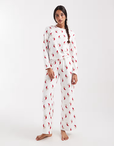 Ensemble <span class=keywords><strong>pyjama</strong></span> <span class=keywords><strong>de</strong></span> Noël gaufré 2 pièces pour <span class=keywords><strong>femme</strong></span>, motif lapin mignon, pull à manches longues et pantalon <span class=keywords><strong>de</strong></span> détente à jambes larges, blanc - Product Image 3