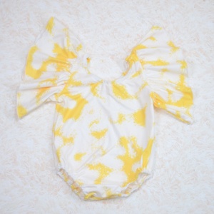 Leotardos y Monos de Bebé con Mangas con Volantes Estampadas y Teñido Anudado, con Bordes Ondulados, Unisex, de Algodón Orgánico/Poliéster Tejido con Broches, Venta al por Mayor - Product Image 4