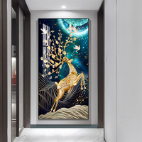 Décor de maison Cuadros moderne abstrait luxe imprimés image Animal cerf cristal verre peintures murales toile art décor
