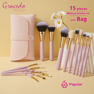 Ensemble de 15 pinceaux de maquillage noirs Gracedo, haute qualité, logo personnalisé, luxe, faible MOQ, avec sac - Product Image 3