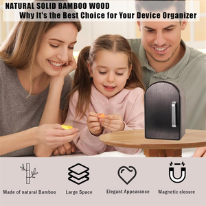 Boîte de rangement pour téléphones en bois de qualité supérieure, boîte de rangement pour téléphone portable avec trous de charge pour la décoration de la maison - Product Image 4