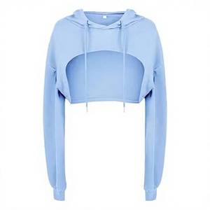 Sweats à capuche courts personnalisés pour femmes, 100 % coton, écologiques, respirants, style streetwear, best-seller, prix raisonnable - Product Image 1