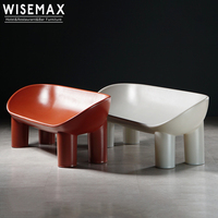 Fauteuil de salon en plastique de style nordique minimaliste avec cadre coloré et coussin en forme d'éléphant, fauteuil d'appoint en plastique pour balcon