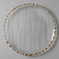 Vaisselle en verre écologique soufflée à la main, à bord doré torsadé, texture ondulée, pour salade, dessert, fruits, personnalisable
