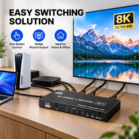Commutateur HDMI 2.1 8K 3 ports 4 ports 5 ports, commutateur HDMI 3x1 4x1 5x1 4K 120Hz HDR avec télécommande IR pour TV Moniteur PC