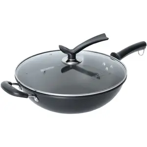 Populaire Wok Metaal Gietijzer Koolstofstaal Email Non-Stick Voorgekruide Bak Chinese Wok