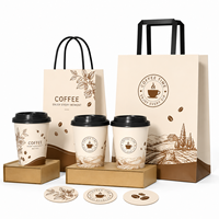 Ensemble d'emballages personnalisés pour café - Sac en papier kraft et gobelet à café jetable avec impression de logo