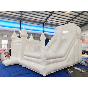 Château gonflable blanc avec toboggan, maison de saut DIY facile à monter pour mariages et locations d'événements - Product Image 1