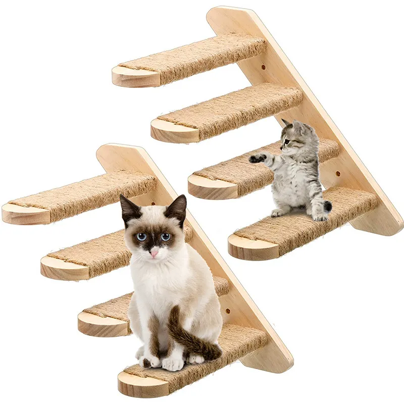 Cat Climbing Shelf Wand montierte vierstufige Katzen treppe mit Jute kratzer für Katzen Barsch Platform Supplies