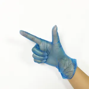 Guantes de vinilo desechables sin látex azul Guantes de PVC desechables azules S / M / L /XL