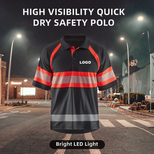 Camiseta Polo de Seguridad de Alta Visibilidad ANSI Clase 3, Transpirable, de Secado Rápido, de Poliéster, con Luz LED Intermitente, Logotipo Personalizado, Tiras Reflectantes, Ropa de Trabajo - Product Image 2
