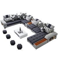 Sofá Moderno de Lujo a Precio Económico, con Cojines de Plumón, Muebles para el Hogar, Sala de Estar, Marco de Madera Gris, Sofá Seccional en Forma de L de 5 Plazas y Conjunto de Sillones Reclinables