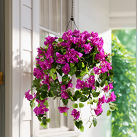 Bunga Bougainvillea Buatan Tangan dari Kertas PU Tahan Air, Sentuhan Realistis, Tanaman Palsu Tinggi 60 cm untuk Penggunaan Dalam Ruangan