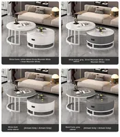 Runder, ausziehbarer, hochwertiger Teetisch im italienischen Stil aus Schiefer für kleine Wohnzimmer, moderner, minimalistischer, leichter Luxus-Couchtisch
