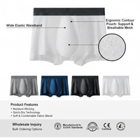 Boxers pour hommes Hygieia avec entrejambe en latex 3D, panneau en maille respirante, ceinture blanche et noire, sous-vêtements personnalisés ODM en gros
