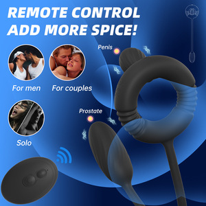 Nieuwe Cockring <span class=keywords><strong>Vibrator</strong></span> Prostaat Orgasme Vibratie Massager Mannelijke Siliconen Springende Ei Anale Plug met Penil Ring - Product Image 3