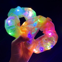 Coleteros de malla LED luminosos, coloridos, con múltiples modos de luz, para mujeres y niñas, accesorios para el cabello de neón para fiestas, duraderos y de gran venta.