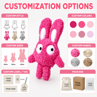 Fournisseur direct d'usine, jouet à mâcher pour chien et chat en peluche de lapin rose en coton personnalisé, fabricant OEM ODM, étiquette privée, logo personnalisé