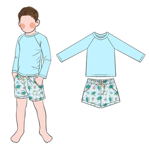 Ensemble <span class=keywords><strong>de</strong></span> maillots <span class=keywords><strong>de</strong></span> <span class=keywords><strong>bain</strong></span> pour garçons Little Glow Kid, <span class=keywords><strong>de</strong></span> bonne qualité, promotionnel, tendance, 2 pièces, haut à manches longues et short - Product Image 3