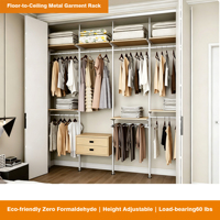 Porte-vêtements du sol au plafond, organisateur de rangement ouvert pour armoire, chambre, appartement, maison de location