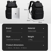 Sac à dos de voyage OZUKO 9918 pour hommes et femmes, sac pour ordinateur portable de grande capacité avec pochette pour bagages, sac à dos résistant à l'eau en POLYESTER 1680D