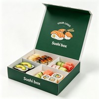 Boîte à sushi en papier personnalisée avec logo, boîte à emporter de haute qualité, emballage magnétique de luxe pour gâteaux et sushis
