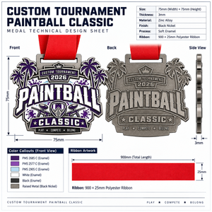 Médailles de sport et de compétition personnalisées pour l'événement de paintball classique de la côte ouest, médaille de finisseur, récompense souvenir, fabricant de médailles OEM ODM - Product Image 4
