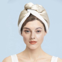 Serviette de bain turban double couche en soie de mûrier et de bambou pour le séchage des cheveux en microfibre