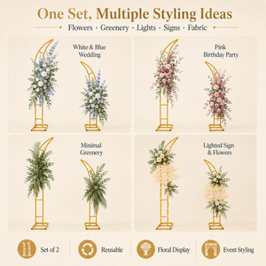 Lot de 2 supports floraux dorés en métal courbé, présentoirs à fleurs pour mariage et événements, <span class=keywords><strong>avec</strong></span> design en échelle - Product Image 5
