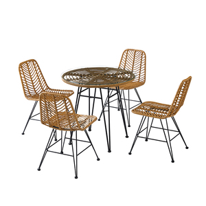 Ngoài Trời Wicker Thiết Lập 9 Hòa Bình Thiết Lập Patio Vườn Ghế Và Bảng Vòng Gỗ Tếch Màu Đồ Nội Thất 10 Chỗ Ngồi Bàn Ăn - Product Image 1