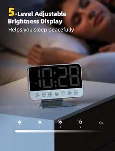 Horloges-réveils numériques Odokee pour chambres à coucher : Grandes chiffres gras, 5 niveaux de luminosité réglables – Facile à lire de l'autre côté de la pièce – 5 sons d'alarme - Product Image 4