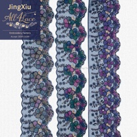 Dentelle florale brodée multicolore avec des fleurs 3D, des paillettes, un bord ondulé, organza de luxe 100% polyester