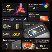 Projecteur DLP compact portable P21 3D 2G RAM pour jeux, Android, WiFi, 1080P, Home Cinéma, vidéo, avec batterie