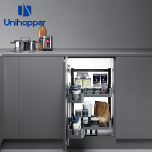 Unihopper tủ bếp Tempered Glass kéo ra giỏ đựng thức ăn cao đơn vị giỏ với mềm đóng cửa trượt - Product Image 4