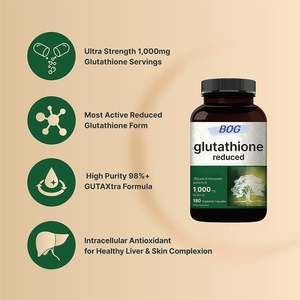 1000mg Reduced Glu-tathione Capsules | Ultra Pure, High Bioavailability Antioxidant for Liver & Skin Health | 180 Vegan Capsules - Product Image 4